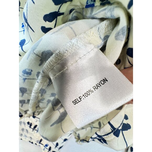 Jane And Delancey Button Front Blouse Women 3X White Bird Print Roll Tab Sleeves - Picture 3 of 12